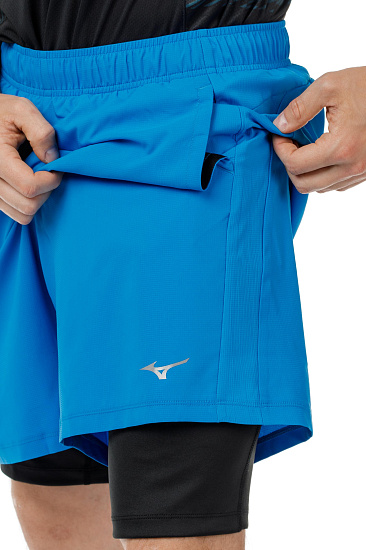Шорты мужские Mizuno Impulse 7.5 2in1 Син - Фото 7 большая