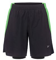 Шорты мужские Reebok Running 2-1 Чёрный/Зеленый