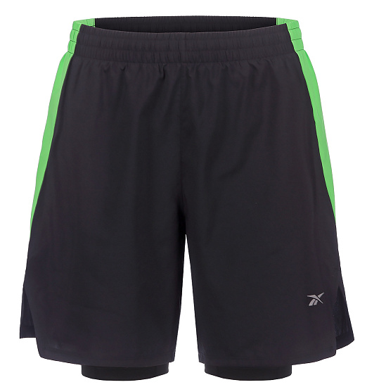 Шорты мужские Reebok Running 2-1 Чёрный/Зеленый - Фото 1 большая
