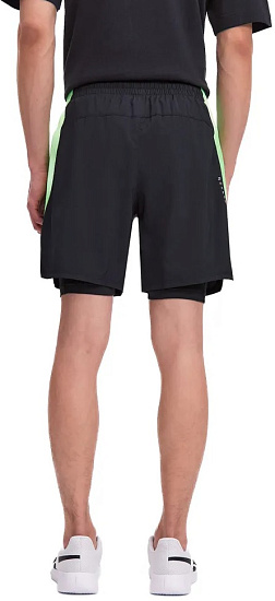 Шорты мужские Reebok Running 2-1 Чёрный/Зеленый - Фото 2 большая