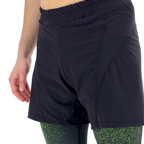 Шорты мужские UYN Running Exceleration 2In1 Black/Yellow Fluo - Фото 2 большая