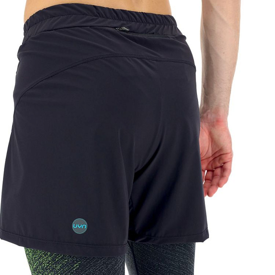 Шорты мужские UYN Running Exceleration 2In1 Black/Yellow Fluo - Фото 3 большая
