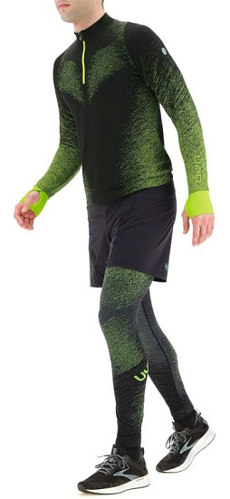 Шорты мужские UYN Running Exceleration 2In1 Black/Yellow Fluo - Фото 5 большая