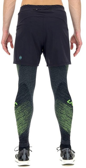 Шорты мужские UYN Running Exceleration 2In1 Black/Yellow Fluo - Фото 6 большая