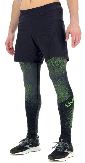 Шорты мужские UYN Running Exceleration 2In1 Black/Yellow Fluo - Фото 7 большая