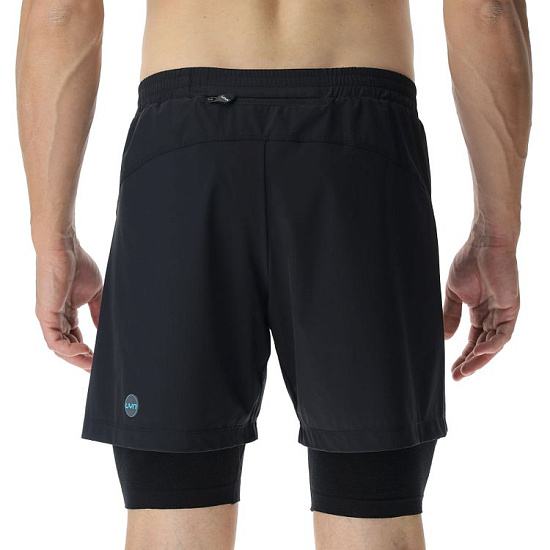 Шорты мужские UYN Running Exceleration Ow Performance 2In1 Black/Cloud - Фото 2 большая