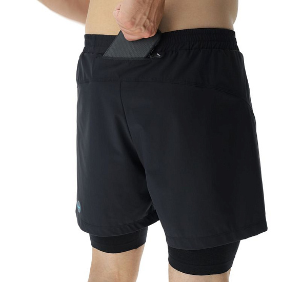 Шорты мужские UYN Running Exceleration Ow Performance 2In1 Black/Cloud - Фото 3 большая