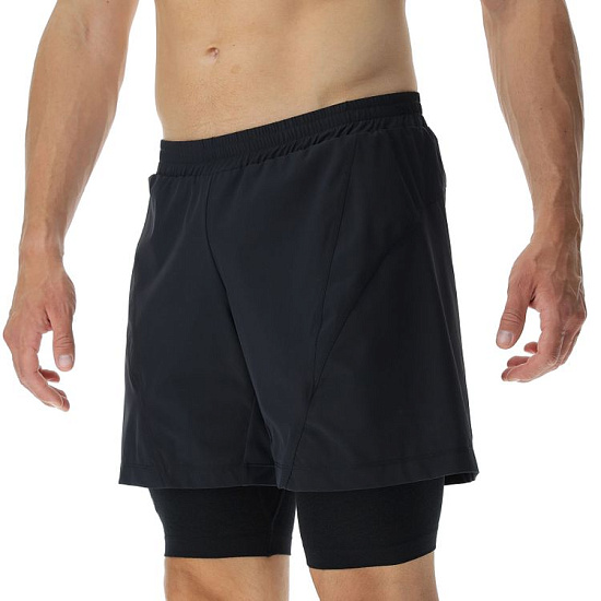 Шорты мужские UYN Running Exceleration Ow Performance 2In1 Black/Cloud - Фото 6 большая