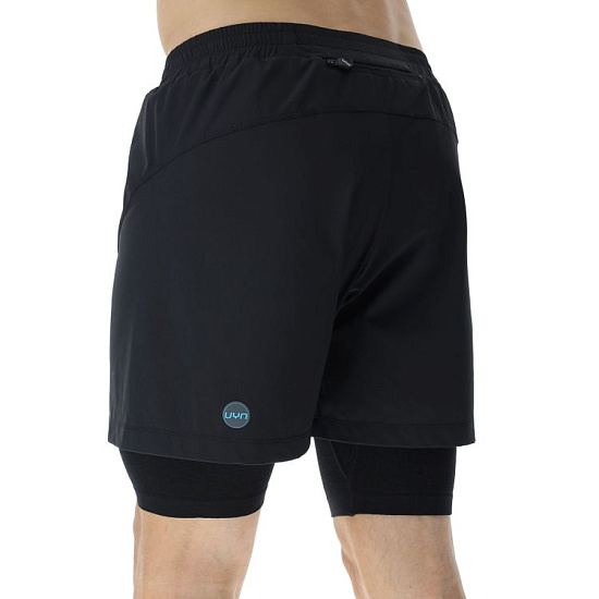 Шорты мужские UYN Running Exceleration Ow Performance 2In1 Black/Cloud - Фото 7 большая