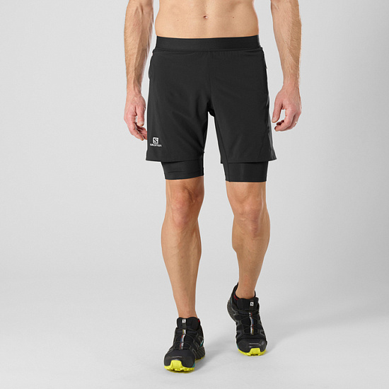 Шорты мужские Salomon Fast Wing Twinskin Black - Фото 2 большая