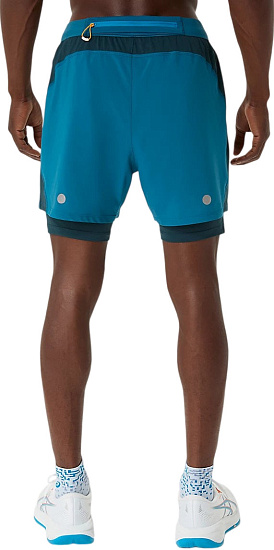 Шорты мужские ASICS Road 2n1 5In Dark Teal/Aegean Blue - Фото 3 большая