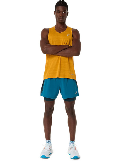 Шорты мужские ASICS Road 2n1 5In Dark Teal/Aegean Blue - Фото 12 большая