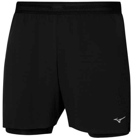 Шорты мужские Mizuno Tech Light 5.5 2in1 Black - Фото 1 большая