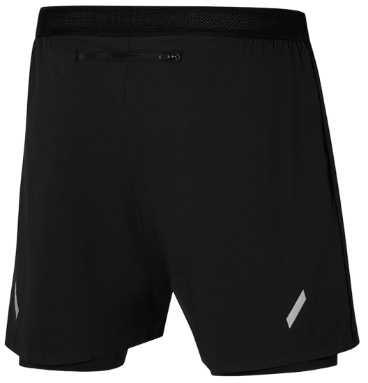 Шорты мужские Mizuno Tech Light 5.5 2in1 Black - Фото 6 большая