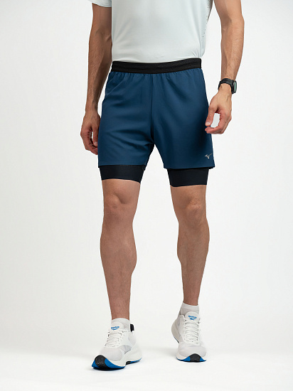 Шорты мужские Mizuno Tech Light 5.5 2in1 Estate Blue - Фото 3 большая