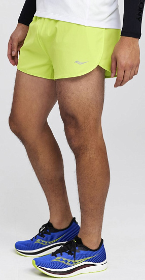 Шорты мужские Saucony Outpace 2.5" Split Acid Lime - Фото 3 большая