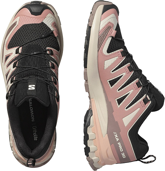 Кроссовки женские Salomon Xa Pro 3D V9 Black/Burlwood/Mahogany Rose - Фото 2 большая