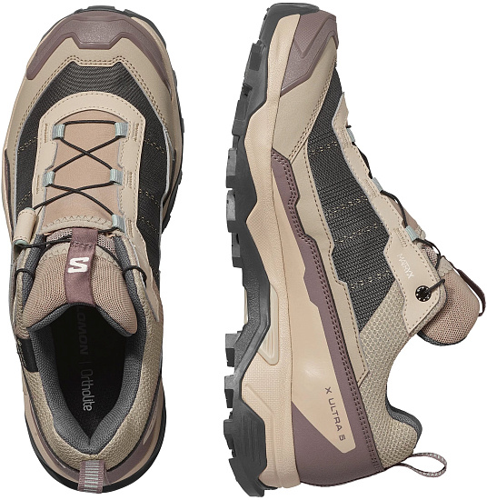 Кроссовки женские Salomon X Ultra 5 Gtx Desert Tan/White Pepper/Green Milieu - Фото 2 большая