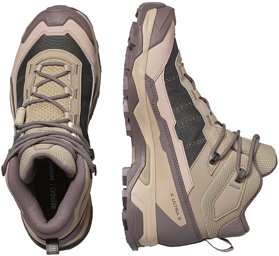 Кроссовки женские Salomon X Ultra 5 Mid Gtx Iron/Desert Tan/Green Milieu - Фото 2 большая