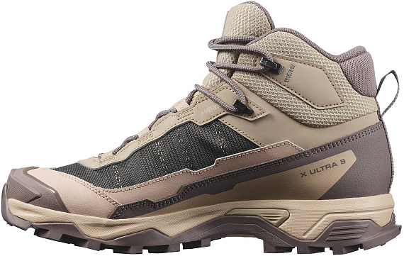 Кроссовки женские Salomon X Ultra 5 Mid Gtx Iron/Desert Tan/Green Milieu - Фото 3 большая