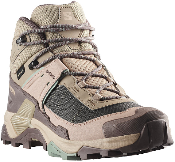 Кроссовки женские Salomon X Ultra 5 Mid Gtx Iron/Desert Tan/Green Milieu - Фото 4 большая