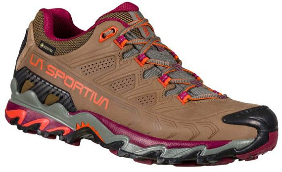 Кроссовки женские La Sportiva Ultra Raptor II Leather Wide Gtx Taupe/Red Plum - Фото 2 большая