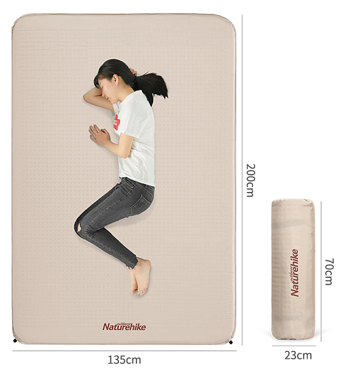 Коврик Naturehike Square Self-Inflatable Double Beige - Фото 2 большая