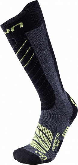 Носки мужские UYN Ski Comfort Fit Medium Grey Melange/Green Lime - Фото 1 большая