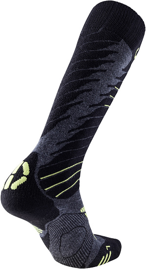 Носки мужские UYN Ski Comfort Fit Medium Grey Melange/Green Lime - Фото 2 большая