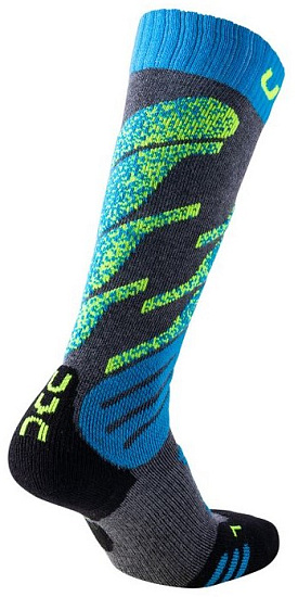 Носки детские UYN Ski Junior Medium Grey Melange/Turquoise - Фото 2 большая