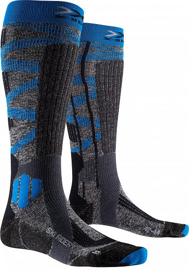 Носки X-Socks Ski Rider Silver 4.0 Stone Grey Melange/Turquoise - Фото 1 большая