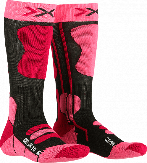 Носки детские X-Socks Ski 4.0 Anthracite Melange/Fluo Pink - Фото 1 большая