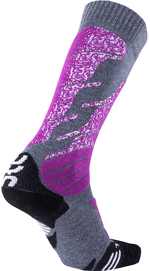 Носки женские UYN Ski All Mountain Medium Grey Melange/Purple - Фото 2 большая