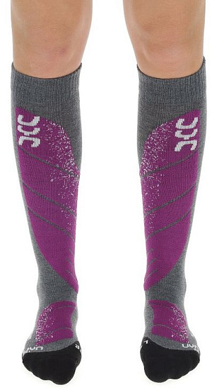 Носки женские UYN Ski All Mountain Medium Grey Melange/Purple - Фото 3 большая