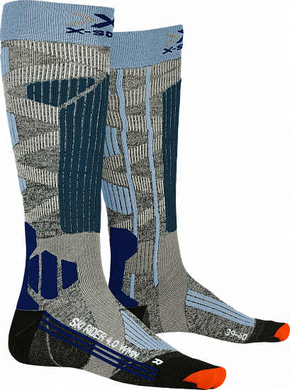 Носки женские X-Socks Ski Rider 4.0 Stone Grey Melange/Mineral Blue - Фото 1 большая