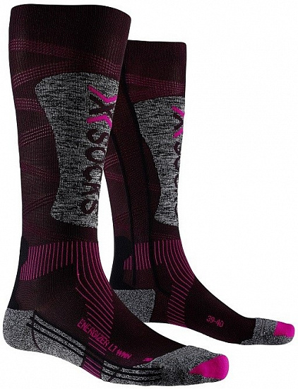 Носки женские X-Socks Ski Energizer Lt 4.0 Black/Fluo Pink/Stone Grey Melange - Фото 1 большая