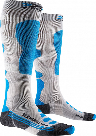 Носки женские X-socks Ski Silk Merino 4.0 White/Black/Turquoise - Фото 1 большая