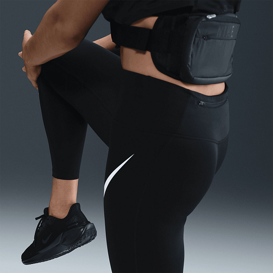 Тайтсы женские Nike Dri-FIT Tempo Hr 7/8 Black/Reflective Silver/White - Фото 5 большая