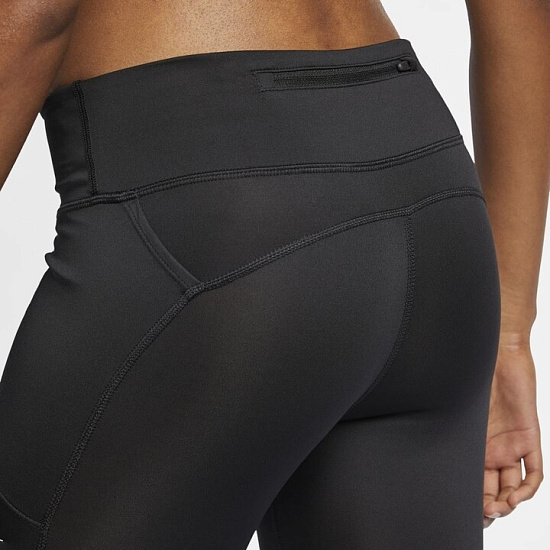 Тайтсы женские Nike Fast Mid-Rise Crop Black - Фото 4 большая