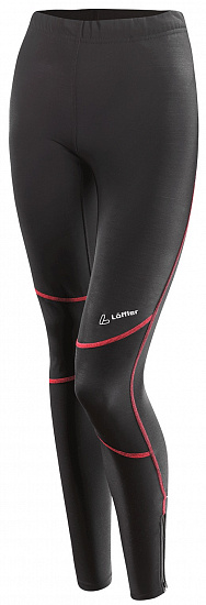 Тайтсы женские Loffler Thermo Black/Burgund - Фото 1 большая