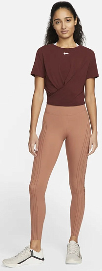 Тайтсы женские Nike Dri-FIT One Luxe Icon Clash Mineral Clay - Фото 4 большая