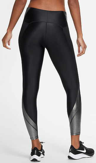 Тайтсы женские Nike Icon Clash Speed 7/8 Black/Metallic Gold - Фото 2 большая
