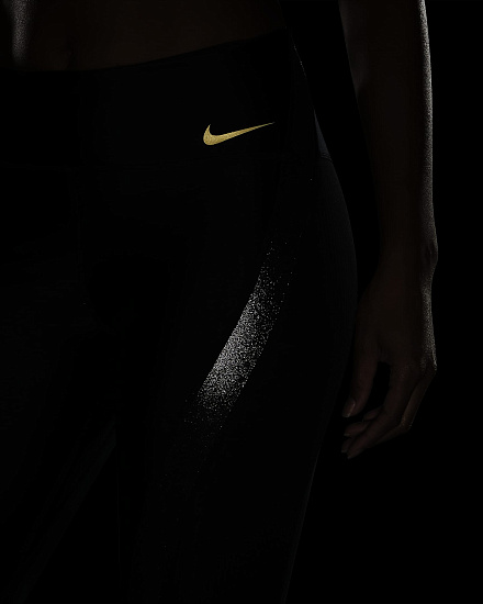 Тайтсы женские Nike Icon Clash Speed 7/8 Black/Metallic Gold - Фото 7 большая