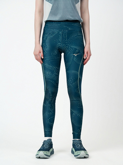 Тайтсы женские Mizuno Active Tights Blue Wing Teal - Фото 3 большая
