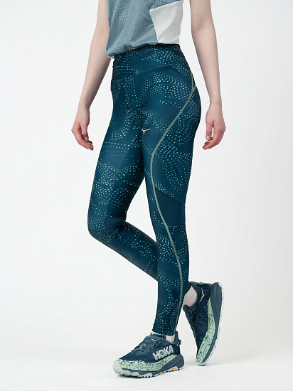 Тайтсы женские Mizuno Active Tights Blue Wing Teal - Фото 4 большая