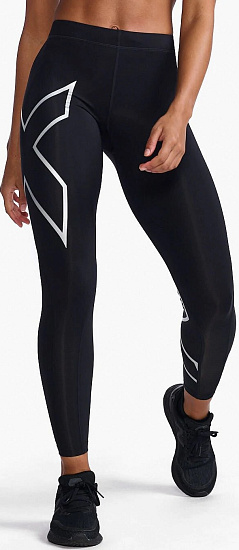 Тайтсы женские 2XU Core Compression Black/Silver - Фото 2 большая
