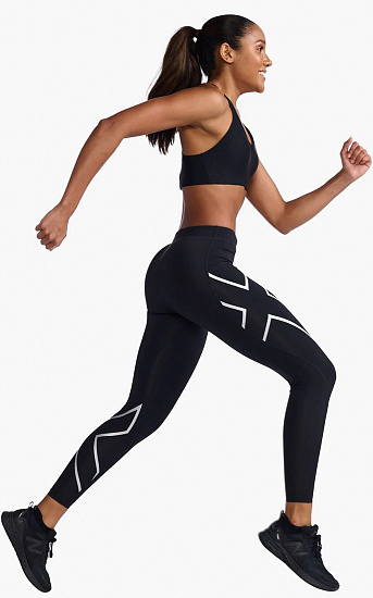 Тайтсы женские 2XU Core Compression Black/Silver - Фото 8 большая