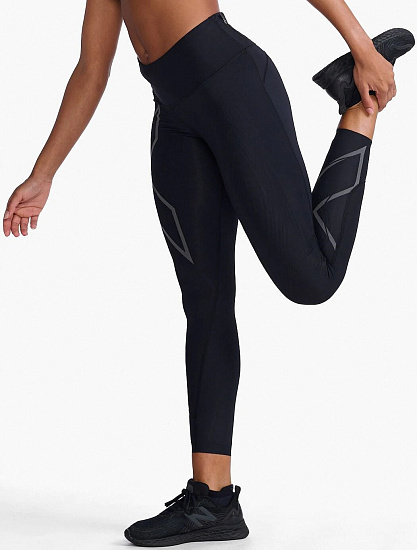 Тайтсы женские 2XU Light Speed Mid-Rise Compression Black - Фото 2 большая