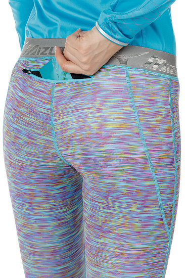 Тайтсы женские Mizuno Impulse Printed Long Мульти/Голубой - Фото 2 большая