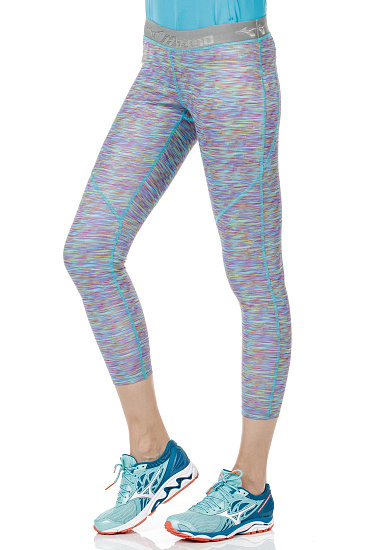 Тайтсы женские Mizuno Impulse Printed Long Мульти/Голубой - Фото 4 большая